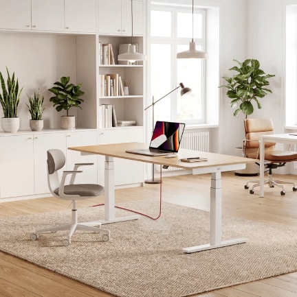 Eliot Pro höhenverstellbarer Schreibtisch in einem echten Arbeitszimmer